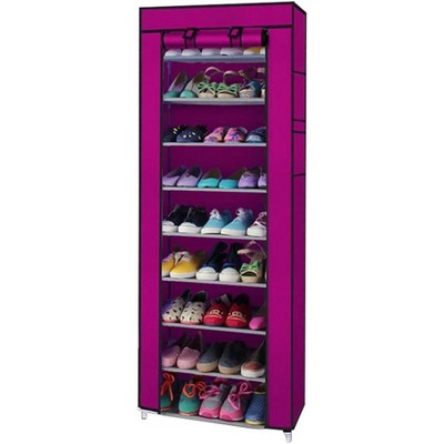 COZONY 9-Tier Shoe Organizer with Zipper Cover, Space Saving Non-Woven Shoe Rack Storage Cabinet for Closet Entrywayd
