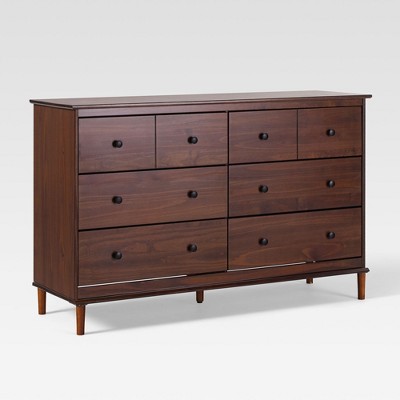 Saracina Home Stiva Classic Mid Century Modern Horizontal 6 Drawer Dresser Walnut