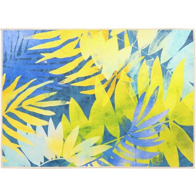 Olivia’s Home Tropical Indigo Doormat – 22"×32" Indoor/Outdoor Rectangle with Vibrant Leaf Design