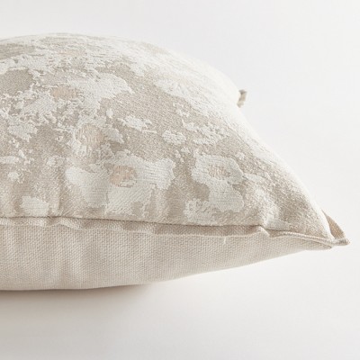 Sofia 24" Square Beige and Gray Jacquard Indoor-Outdoor Pillow