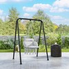 Outsunny Hanging Hammock Chair, Cotton Rope Macrame Swing Chair with Large Cushion, Chain, Steel Frame for Indoor Outdoor Patio Balcony - 3 of 4
