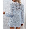 Clearlove Women Knitted Cardigan Lightweight Tie Front Hollow Out Long Sleeves Summer Knit Cover Cardigans - 2 of 4