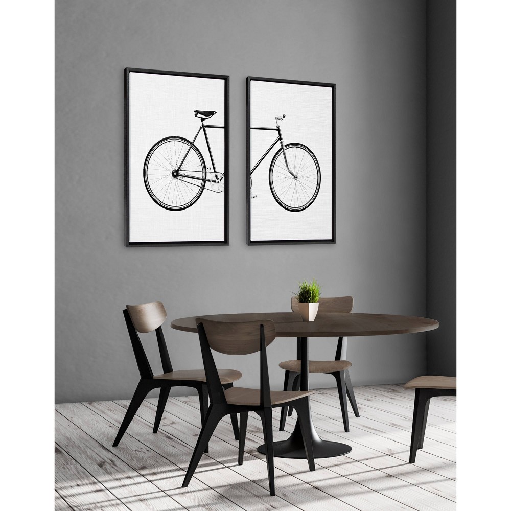 Photos - Other Decoration 2pc 23" x 33" Sylvie Bicycle by Simon Te of Tai Prints Farmed Wall Canvas Black - Kate & Laurel All Things Decor