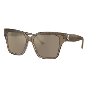 Jimmy Choo JC 5003 50405A Womens Pillow Sunglasses Transparent Brown Glitter 55mm - 1 of 3
