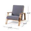 Modern Adirondack Outdoor Club Chair, Acacia Wood Frame with Water-Resistant Cushions, Teak Finish-Coolbibila - 4 of 4