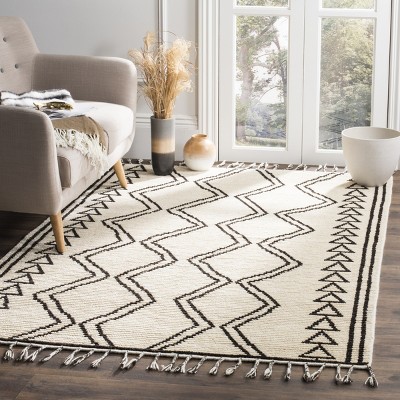 Elevated Tribal Geometric Black Wool 9' x 12' Hand-Knotted Rug