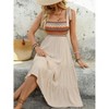 Coolmee Women's Summer Midi Sundress Bow Tie Shoulder Sling Dresses Elastic Waist A-Line Swing Flowy Dress - 3 of 4