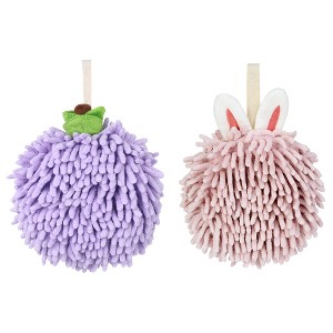 REGALWOVEN 2 Pcs Comfortable Soft Absorbent Chenille Fuzzy Hand Towels - 1 of 4
