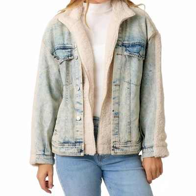 Women's Halfsies Denim And faux-shearling Jacket - mystree