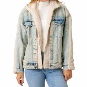 Women's Halfsies Denim And faux-shearling Jacket - mystree - 1 of 4