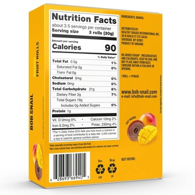 Bob Snail Mango Fruit Rolls - 3.53oz/10ct