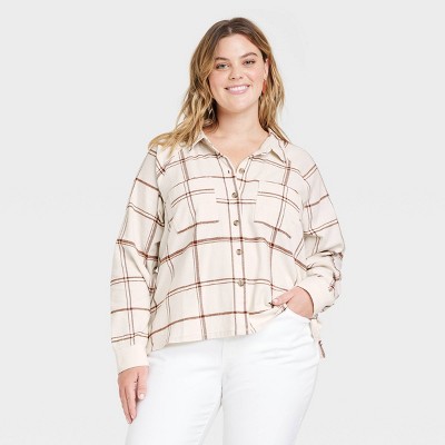 Women's Long Sleeve Flannel Adaptive Button-Down Shirt - Universal Thread™ Plaid