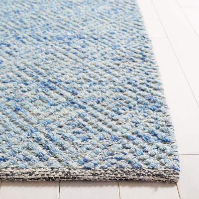 Handmade Blue Wool Tufted Square Area Rug 6' x 6'