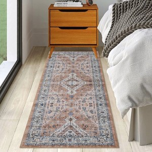 Washable Rugs Area Rug Bohemian Printed Carpet Boho Distressed Rug Low Pile Non-Slip Living Room Rug for Bedroom Office - 1 of 4