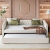 Full Size Upholstered Daybed with Twin Trundle, Daybed with Tufted Button and Copper Nail Back, Space-Saving Bed with Wood Frame-Baofuwish - 2 of 4