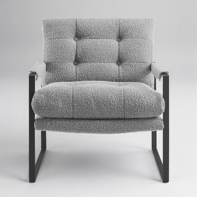 Art Leon Mid Century Modern Fabric Accent Chairs with Padded Armrest and Metal Frame