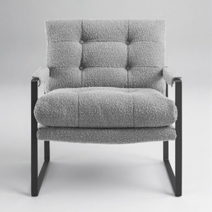 Art Leon Mid Century Modern Fabric Accent Chairs with Padded Armrest and Metal Frame - 1 of 4