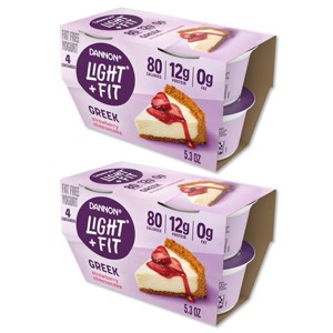 Light + Fit 2ct/5.3oz Each Nonfat Gluten-Free Strawberry Cheesecake Greek Yogurt - 1 of 4