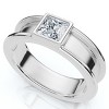 Pompeii3 Men's Certified Bezel Set Diamond Solitaire Wedding Ring 14k Gold Lab Created - 3 of 4