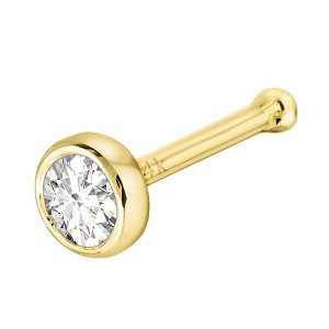 Jewelry Avalanche 22G 14K Gold Bezel-set Diamond Ball-end Nose Stud - 1 of 4