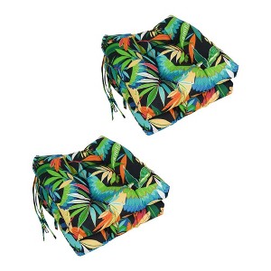 Blazing Needles, 16-inch Spun Polyester Patterned Outdoor Square Tufted Chair Cushions (Set of 4) - 1 of 2