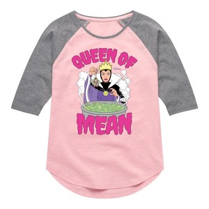 Girls' - Disney Villains - Queen Of Mean Shirt Tail Raglan Graphic T-shirt - 1 of 4