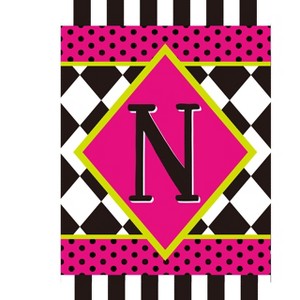 Briarwood Lane Everyday Garden Flag 12x18 For Outdoor Neon Checkerboard Monogram -  N Garden Flag Flags For Outside - 1 of 4