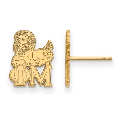 Black Bow Jewelry 14k Yellow Gold Plated Sterling Silver Phi Mu Greek Life Stud Earrings