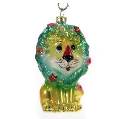 Holiday Ornament 4.25" Retro Lion Kitsch Spring Easter Floral  -  Tree Ornaments