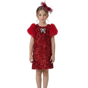 girls holiday party dress 'Tis The Season Lace Applique Holiday Dress main image 0