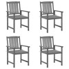 vidaXL Patio Chairs 4 Pcs with Cushions - Gray Solid Wood Acacia Outdoor Chairs - 2 of 4