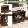 Chic Crate-Mid-Century Modern Walnut TV Stand – Pet-Friendly Media Console w/ Sliding & Flip-Down Door, Cat House Design for Living Room - 4 of 4