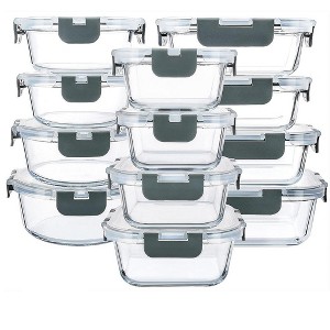 Itopfox 24-Piece Glass Food Storage Containers with Snap Locking Lids, Airtight Meal Prep Containers for Microwave, Oven, Freezer & Dishwasher - 1 of 4