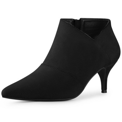 Perphy Women's Pointed Toe Side Zipper Cutout Kitten Heel Ankle Booties