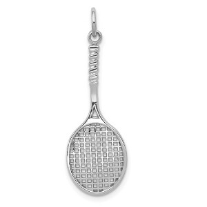 Black Bow Jewelry 14k White Gold Tennis Racquet Pendant - 1 of 4