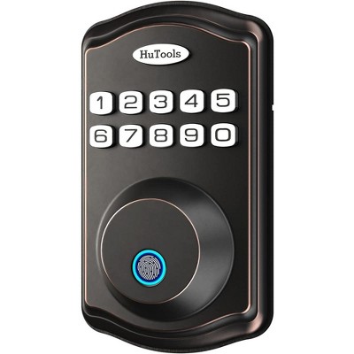 ZACHVO Fingerprint Door Lock Keyless Deadbolt, Electric Door Locks with Keypads and Emergency Charging Port, Oil Rubbed Bronze