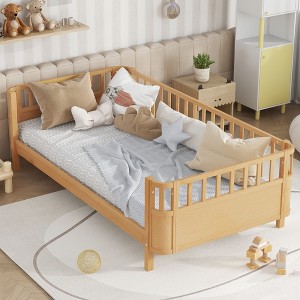 NicBex Twin/Full/Queen Kids Platform Bed Frame with Safety Guardrails & Detachable Fence,Modern Toddler Bed for Bedroom,Kids Room - 1 of 4