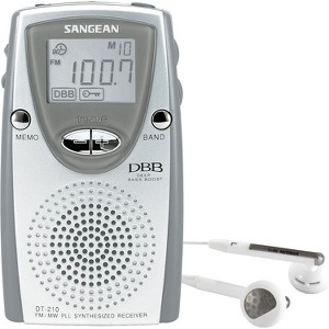 Sangean DT-210 FM-Stereo/AM PLL Synthesized Tuning Pocket Radio. - 1 of 3