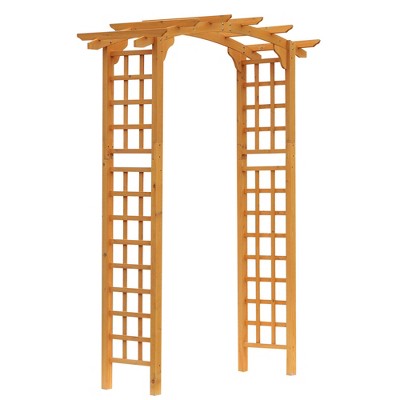Outsunny 90in Wood Garden Arbor Arch With Trellis Wall For Climbing ...