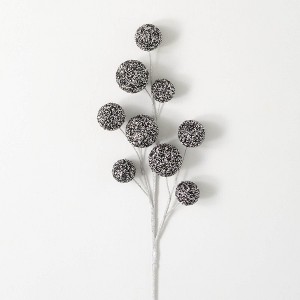 Sullivans Artificial 28.5" Glittered Ball Spray, Black - 1 of 2