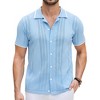 COOFANDY Men's Knit Button Down Shirt Vintage Short Sleeve Polo Shirts Casual Beach Tops - 2 of 4