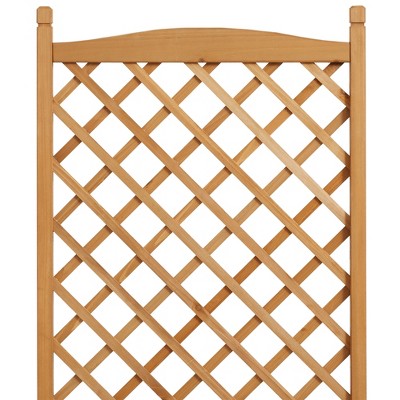 48" Natural Wood Raised Garden Bed with Trellis and Wheels