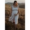 Pinkblush Beige Bow Strap Tiered Maternity Midi Dress - 2 of 4