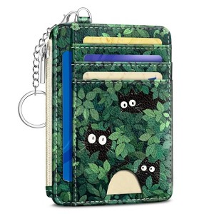 Generic Cute Black Cat Credit Card Holder Small Wallet Women, Green Grass Slim RFID Blocking Wallet - 1 of 4