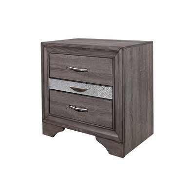 Vynxaria Modern 3-Drawer Nightstand - Grey, Jewelry Drawer, MDF/Melamine/Solid Wood Frame, Bedroom Storage Furniture