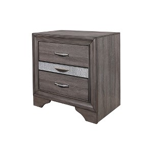 Vynxaria Modern 3-Drawer Nightstand - Grey, Jewelry Drawer, MDF/Melamine/Solid Wood Frame, Bedroom Storage Furniture - 1 of 4