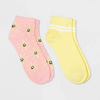 Women's 2pk Sunshine Cozy Low Cut Socks - Orange/Yellow 4-10