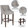 Emma and Oliver 30"H Transitional Upholstered Walnut Barstool with Accent Nails - 3 of 4