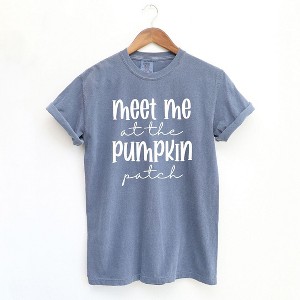 Simply Sage Market Women's Meet Me At The Pumpkin Patch Script Short Sleeve Garment Dyed Tee - 1 of 2