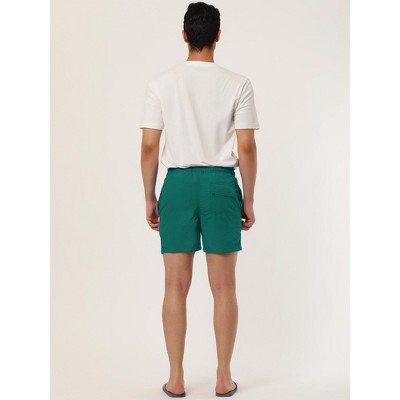Lars Amadeus Men's Summer Solid Color Lightweight Elastic Waist Beach Swimming Trunks 2 Packs Dark Green/Sky Blue 36 — фото 5
